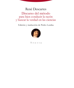 DISCURSO DEL MÉTODO PARA BIEN CONDUCIR LA RAZÓN Y BUSCAR LA VERDAD EN LAS CIENCIAS-Hispano libros